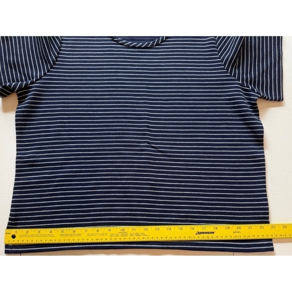 Draper's & Damon's Navy Blue White T Shirt Top Striped Short Sleeve XL Petite - Picture 6 of 9